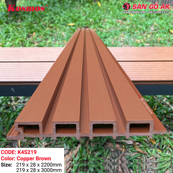 Lam sóng gỗ nhựa ngoài trời Kosmos K4S219X2.2M Copper Brown